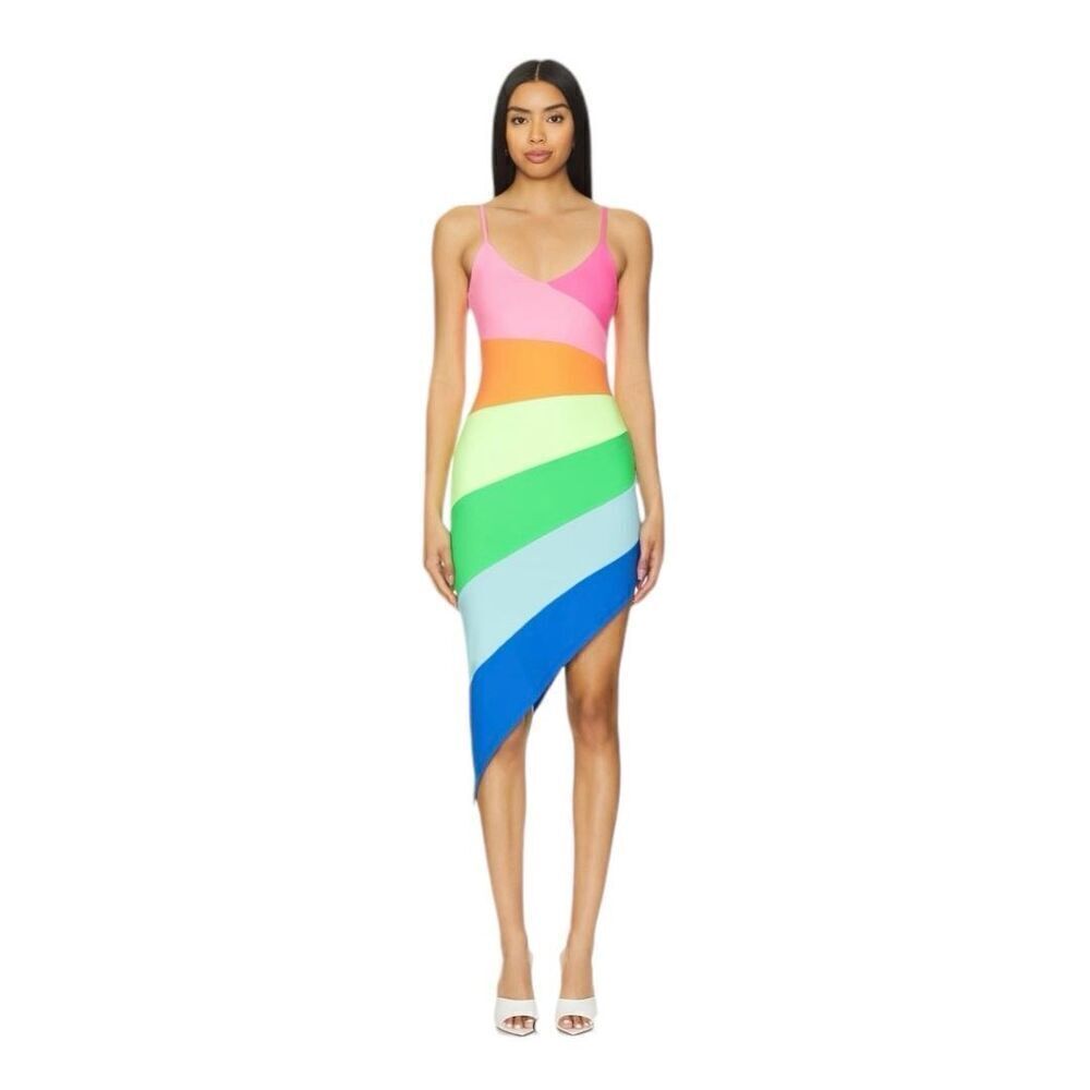 Susanna Monaco Revolve Colorblock Asymmetrical Dress Size S